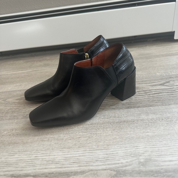 Vionic Black Linda Croc Leather Square Toe Heels 10 - Picture 1 of 14